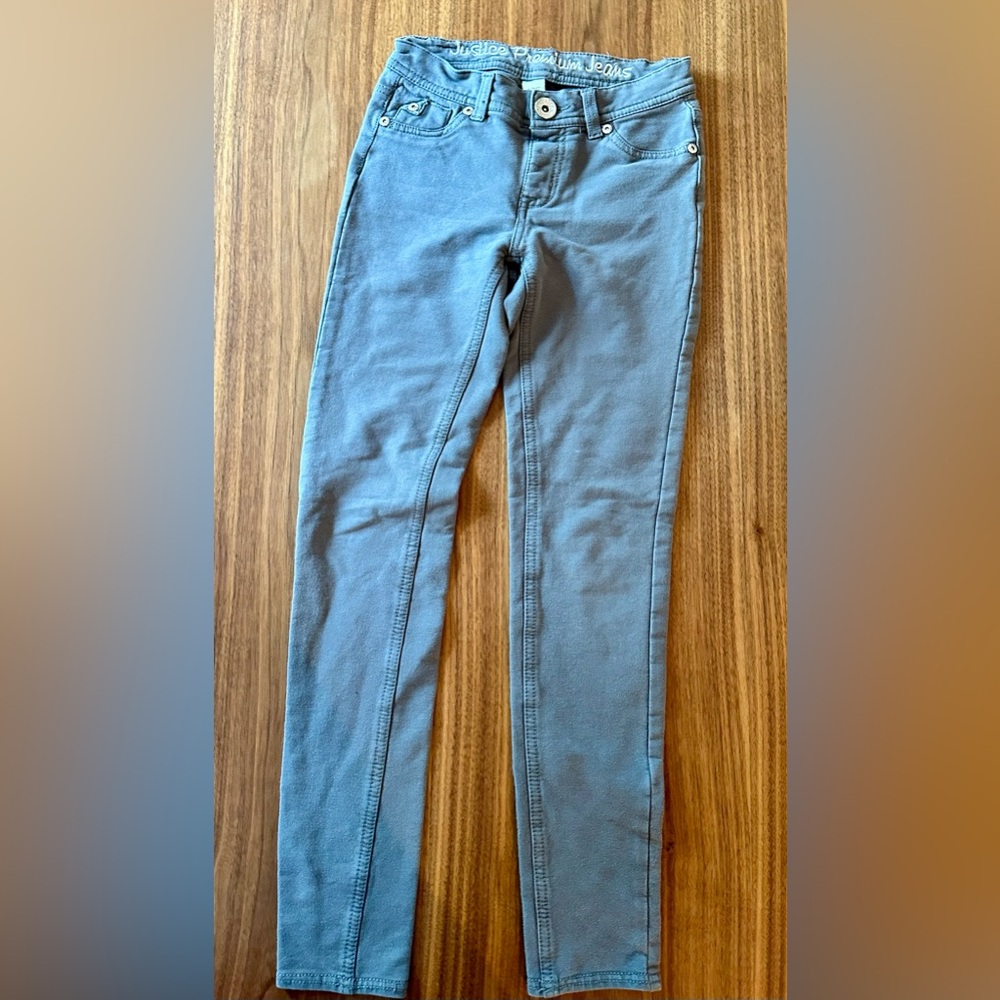 Justice girls premium jeans size 12 slim grey soft knit jegging